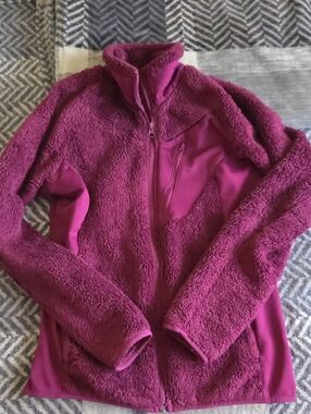 Plush Full-Zip Teddy Jacket in Berry